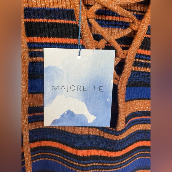 NWT Majorelle Lace Up Sweater Bodysuit Revolve Striped Long Sleeve Size Large - Picture 5 of 13